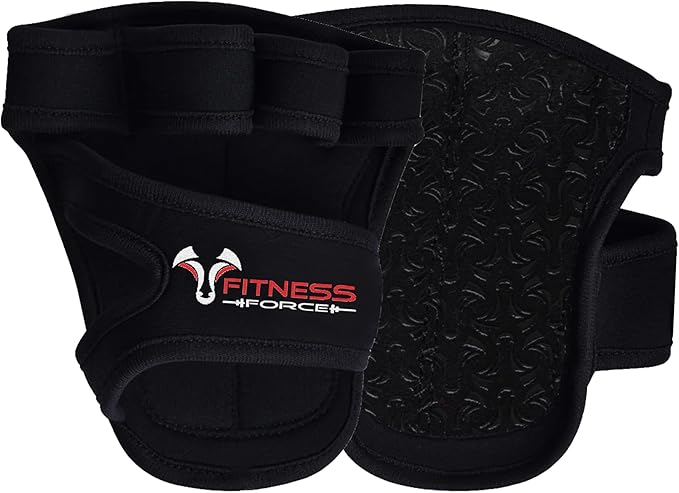 FITNESS FORCE Workout Gloves for Men & Women Partial Weight Lifting Gloves Non-Slip Gym Grip for Weight Lifting Calluses Guard Fingerless Exercise Gloves with Full Palm Protection