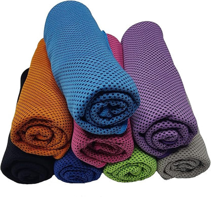 8-Pack Menjo Outdoors Cooling Towels for Neck & Face. Quick-Dry Workout Towels, Sweat-Wicking for Yoga, Gym, Running and Outdoors. Reusable Cooling Towel for Men & Women and Great for Hot Weather.