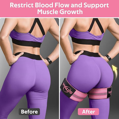 BFR Booty Bands for Women Glutes - Blood Flow Restriction Bands with Weekly Plan for Legs, Butt & Hip Building, Occlusion Bands for Workouts, Best Fabric Bands for Squat Butt & Thigh