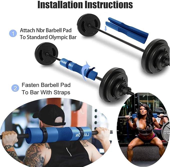 Squat Pad - Foam Barbell Pad for Squats Cushion, Lunges & Bar Padding for Hip Thrusts - Standard Weight Bar Pad - Provides Cushion to Neck and Shoulders While Training