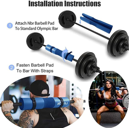 Squat Pad - Foam Barbell Pad for Squats Cushion, Lunges & Bar Padding for Hip Thrusts - Standard Weight Bar Pad - Provides Cushion to Neck and Shoulders While Training
