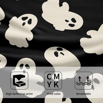 Halloween Ghost Hand Towels Pack of 2 White Spooky Ghost Black Face Towel 28.3x14.4 Inch Happy Halloween Holiday Decorative Super Soft Kitchen Towels for Bathroom Home Hotel Gym