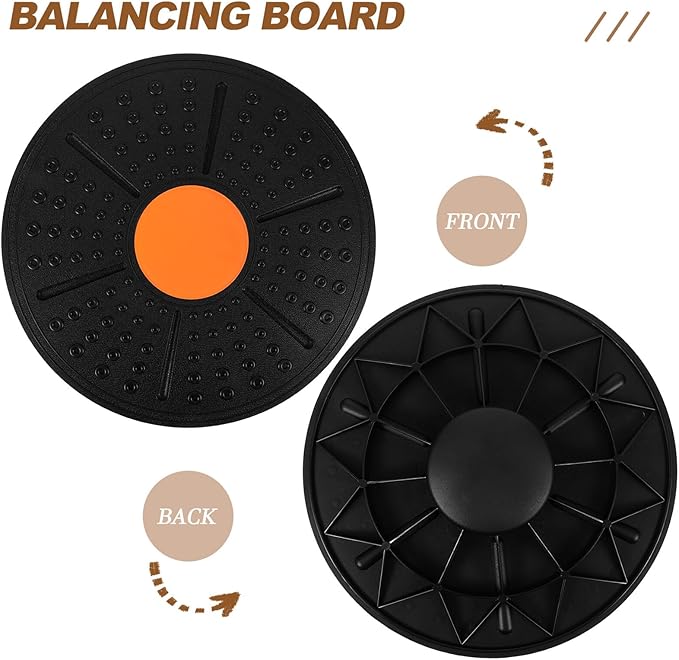 Adjustable Angle Wobble Board for Balance Training with Non-slip Surface Stability Trainer for Fitness Sensory Rehabilitation and Core Exercise at Home Black and Orange