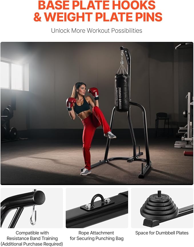 VEVOR 2 in 1 Punching Bag Stand, Steel Heavy Duty Workout Equipment,Freestanding Sandbag Rack,for Home Gym Fitness