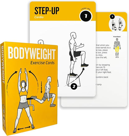 Bodyweight Exercises Cards, 62 Workout Cards Deck Large Size 5" x 3.5" Fitness Cards for Women & Men, Beginner Fitness Guide to Training Exercises at Home or Gym