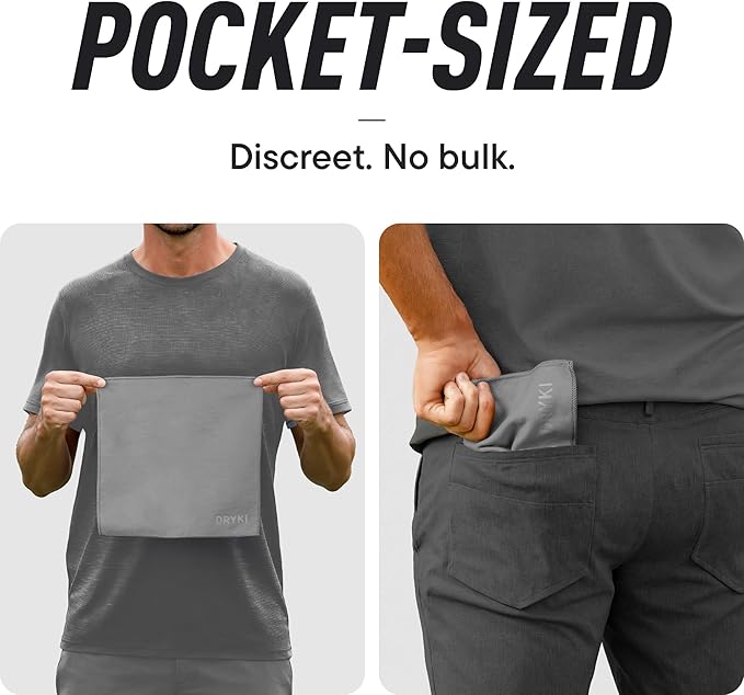 Sweat Absorbing Handkerchiefs - The Original Pocket-Sized Sweat Towels - Quick-Dry Microfiber Sweat Rags for Face, Hands, & Body - Men & Women - Gym, Sports, and Work (Grey: 5 Pack)