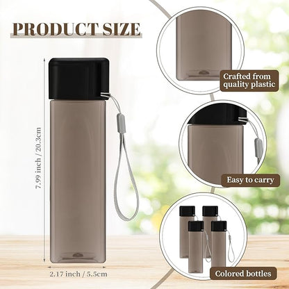 Mifoci 20 Pieces Water Bottle Bulk 17 oz Plastic Water Bottles Bulk Gym Sports Adults Reusable Large Drinking Cups for Outdoor Fitness(Black,Rectangle)