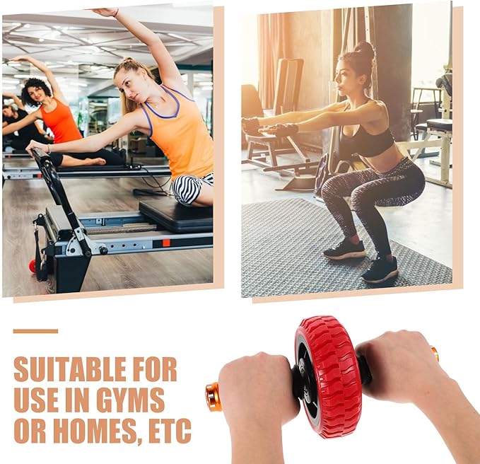 Ab Roller Wheel Core Strength Training Abdominal Exercise Roller Portable Home Gym Ab Workout Equipment with Red Compact Design for Fitness