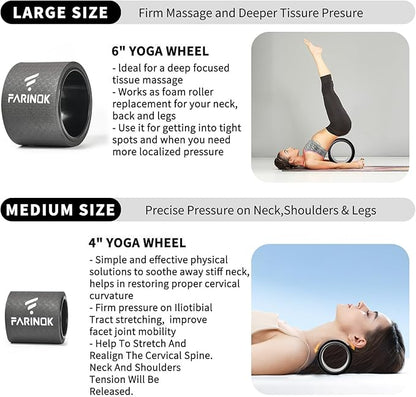 Yoga Wheel for Back Pain Relief, Back Roller Wheel with Extra Cushion, Wider & Thickest Foam, Stretches and Strengthens Core Muscles