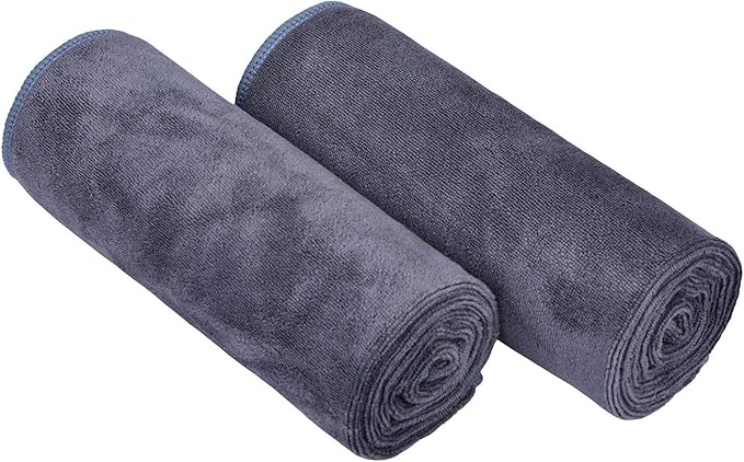 HOPESHINE Home Gyms Towel for Men Women Microfiber Gym Towels Cycling Workout Sweat Towel Set Quick Dry Exercise Sports Travel Towel Fast Drying 2-Pack (Grey x2)