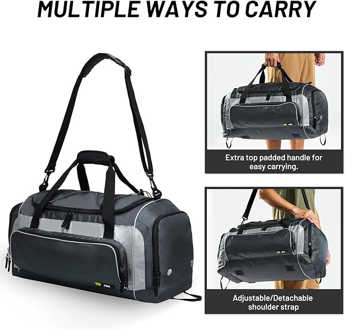 MIER Large Gym Bag for Men Sports Duffle Bag with Shoe Compartment 60L Lightweight Duffel Bags for Workout Fitness Travel, Blue