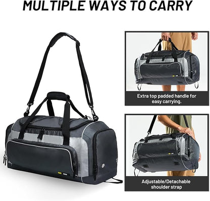 MIER Large Gym Bag for Men Sports Duffle Bag with Shoe Compartment 60L Lightweight Duffel Bags for Workout Fitness Travel, Blue