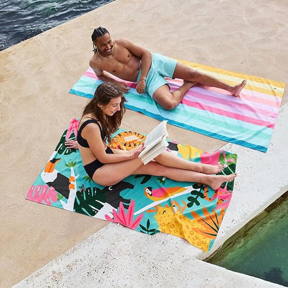 Dock & Bay Quick Drying Towel - for Sports & Gym - Compact, Lightweight - 100% Recycled - Includes Bag - Coastal Candy, Extra Large (200x90cm, 78x35)
