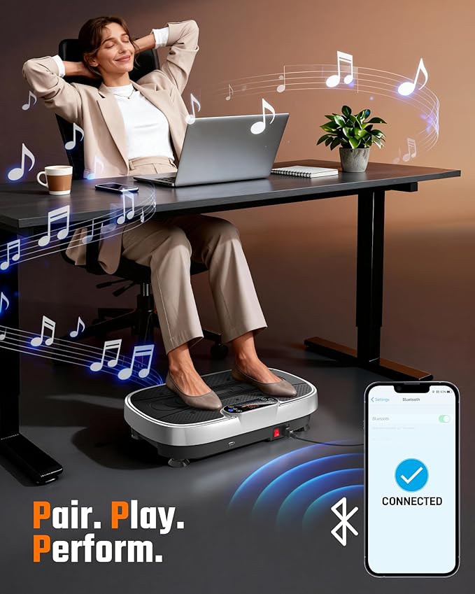 Vibration Plate Exercise Machine for Weight Loss and Lymphatic Drainage - 330lb Vibrating Platform for Home Gym Workout with Speaker, Full Body Shaker Fitness Equipment with 2 Bands for Women and Men