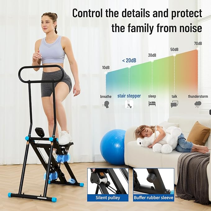 HXD-ERGO Stair Stepper for Home, New Version 6 Adjustable Resistance Vertical Climber Cardio Exercise Machine, Folding Stair Climber for Full Body Workout with Adjustable Handlebar
