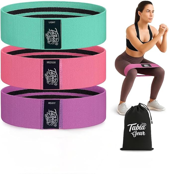 Fabric Resistance Bands – Non-Slip Workout Bands for Booty, Legs, Glutes – Set of 3 with Carry Bag – Light, Medium, Heavy – Home, Gym, Pilates, Yoga