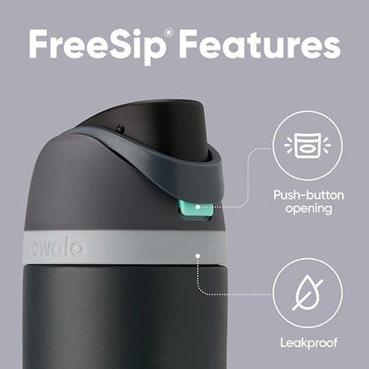 Owala FreeSip Insulated Stainless Steel Water Bottle with Straw for Sports and Travel, BPA-Free, 24oz, Foggy Tide
