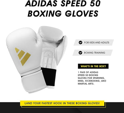 adidas Speed 50 Gel Boxing Gloves - Adult Boxing Gloves for Men & Women - Heavy Bag Gloves, Kickboxing Gloves for Women, MMA Sparring Gloves, Punching Bag Gloves for Men