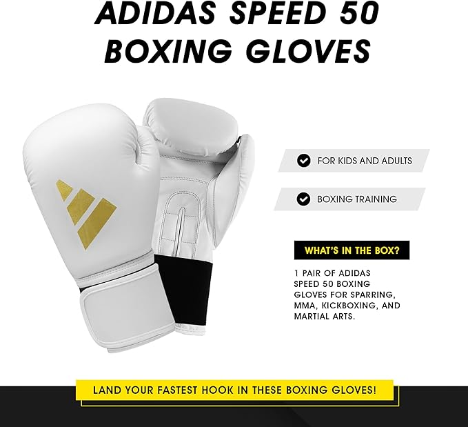 adidas Speed 50 Gel Boxing Gloves - Adult Boxing Gloves for Men & Women - Heavy Bag Gloves, Kickboxing Gloves for Women, MMA Sparring Gloves, Punching Bag Gloves for Men