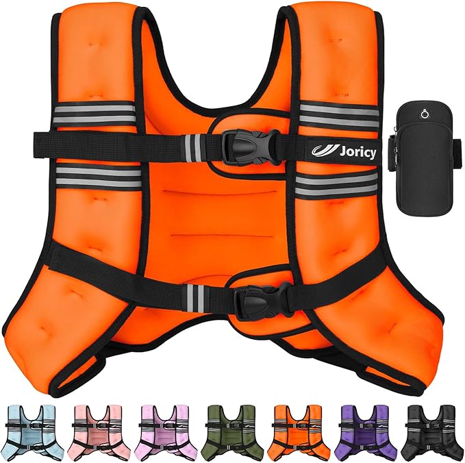 Weighted Vest Woman 5lb/8lb/10lb/12lb/15lb/20lb/25lb/30lb Weight Vest for Women Men, Rucking Vests with Reflective Stripe for Running Workout Walking Strength Training Weight Loss Fitness Weightlifting