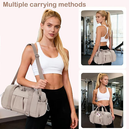 LEDAOU Small Gym Bag for Women, Mini Duffle Bag with Yoga Mat Holder Lightweight Carry On Sports Bag with Separate Shoe Pocket & Wet Pocket Duffel Bags Dance Yoga Workout Bag