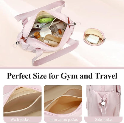 CAMTOP Mini Gym Bag for Women, Small Gym Tote Bag Puffy Quilted Sports Duffel Bag with Wet Compartment and Coin Purse Duffel Bags Dance Yoga Workout Bag for Gifts