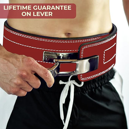 Flexz Fitness Lever Weight Lifting Belt Leather - 10MM 13MM Powerlifting Gym Belts for Men & Women - Lower Back Support for Weightlifting Deadlifts Squats Heavy Duty IPF Bodybuilding