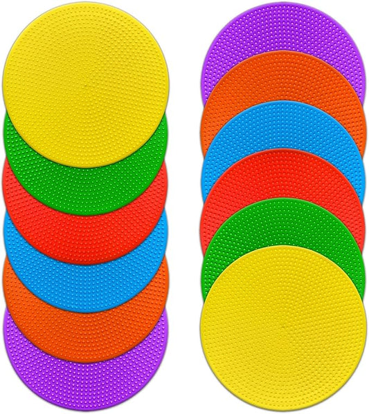 4 inch/9 Inch Colored Poly Spot Marker 12 Pcs, Non-Slip Rubber Agility Markers Flat Field Cones Floor Dots for Football, Basketball Training Markers, Dance Practice and Drills with Flat Cones Points