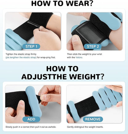 Wrist Ankle Weights for Women Men, Leg Arm Wrist Weights Bangles 1lb*2 2lb*2 Wearable Weights Pilates Weighted Bracelet for Strength Training Walking Swimming Yoga Physical Therapy