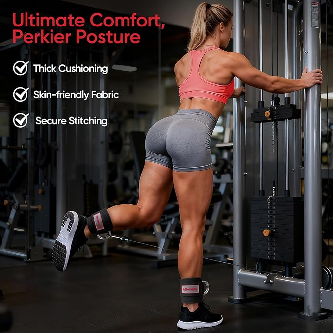 FitBeast Ankle Straps for Cable Machines Women, Ankle Strap Set - Glute Kickback Ankle Strap & Gym Handles, Gym Ankle Straps for Resistance Bands, Booty Workouts, Leg Extensions, Hip Abductors