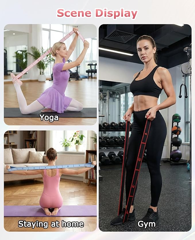 3pcs Resistance Bands with Number 8/10/12 for Women and Kids, Yoga Stretching Ballet, Stretch Strap for Exercise Hamstring Stretcher Physical Therapy Band