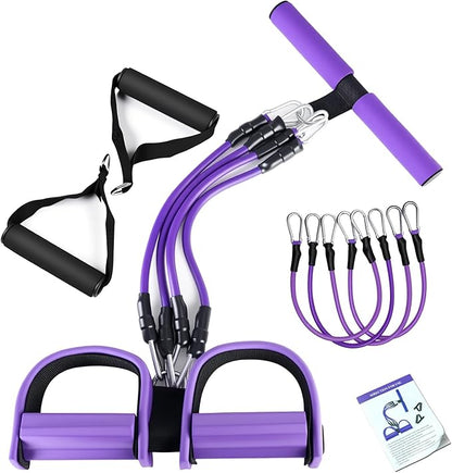 Upgrade 4-Tube Pedal Ankle Puller Resistance Bands, Pedal Puller Resistance Band with Handle for Home Gym,Yoga & Pilates,Ideal to Tone Arms,Abs,Waist Unisex Two