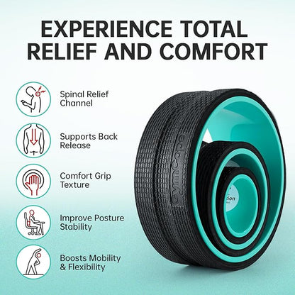 3pack Back Wheel Foam Roller – Targeted Back & Neck Relief, Lumbar Spine Stretcher, Spinal Decompression Stretcher, Massage Roller with Density Foam for Physical Therapy, Supports 500lbs