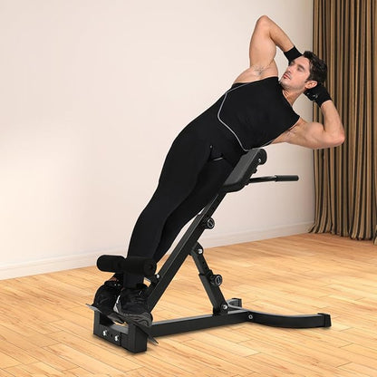 Foldable Roman Chair Back Extension Machine, 5-Position Adjustable Hyperextension Bench for Home Gym, Sit up Fitness Equipment for Core Strength Glutes Workout, 330 lbs Capacity Upgraded Black