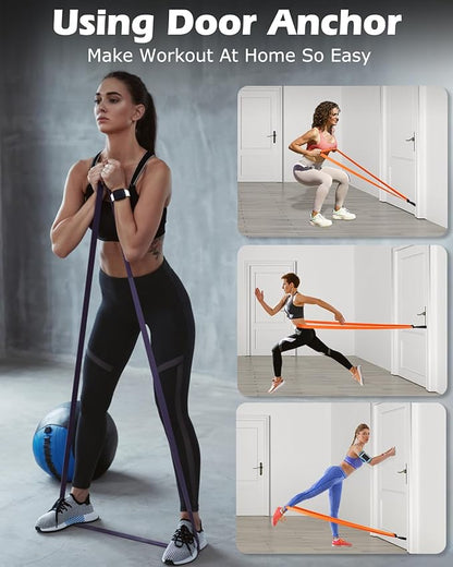 Zacro Resistance Bands, 6 Resistance Levels Pull Up Assistance Bands, Exercise Bands for Men&Women, Heavy Duty Resistance Band Set with Door Anchor, for Working Out, Muscle Training, Physical Therapy