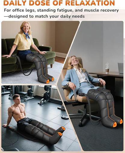 Leg Massager with Heat and Compression : Foot and Calf Massager for Circulation and Pain Relief, Sequential Compression Boots with 6 Modes, 9 Intensity, 3 Heat - Gifts for Mom, Dad, Him, Her