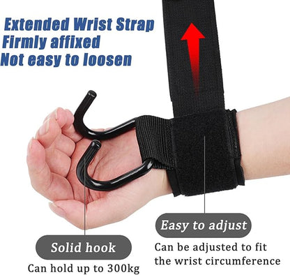 Weight Lifting Hooks for Deadlifting (Pair), 660Lbs Capacity Non-Slip Wrist Support Straps for Men & Women, Gym Wrist Wraps for Pull Up, Fitness, Strength Training, Bodybuilding Workout