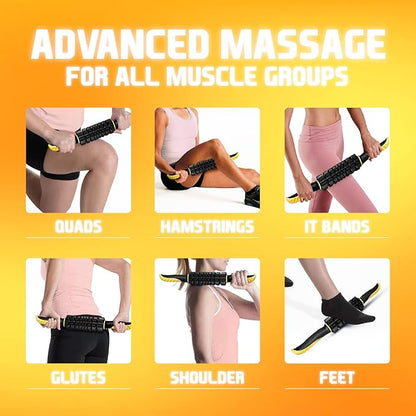 Yes4All, Premium Muscle Roller Stick/Combo With Foam Roller 24" For Everyone - Advanced Massage Roller For Relief Muscle Soreness With Trigger Points, Travel Size, 4 Wheels