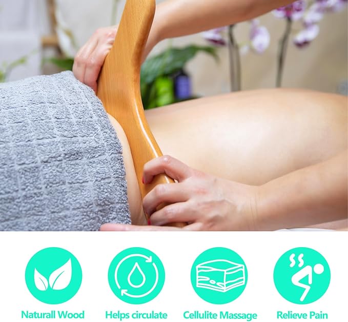 AICNLY 4 Pcs Wood Therapy Massage Tools for Body Shaping, Lymphatic Drainage Massager, Maderoterapia kit, Wooden Massage Roller, Anti-Cellulite Massager, Body Sculpting Tools Set