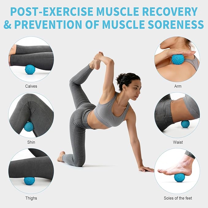 2.3" Mini Electric Vibrating Massage Ball, 10-Speed Vibrating Foam Roller for Relieving Muscle Tension & Soreness, and Promoting Blood Circulation Before & After Exercise (Blue)