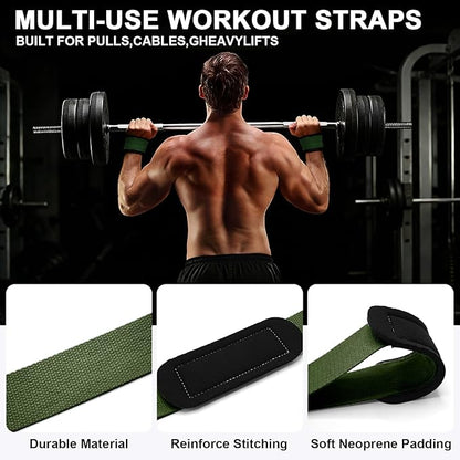 Weight Lifting Straps Anti-Slip Padded Wrist Wraps - Heavy Duty Gym Wrist Support for Deadlift Powerlifting Strength Training - Universal Fit for Men Women