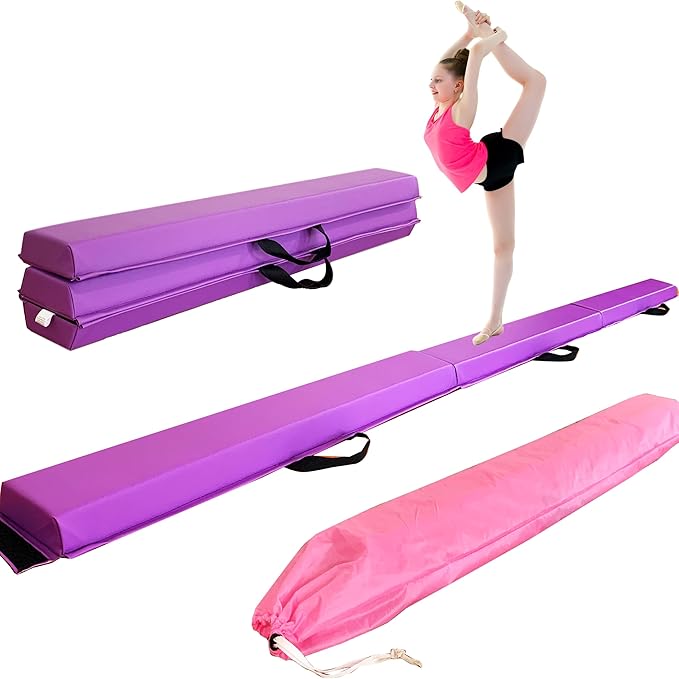 MARFULA 6 FT / 8 FT / 9 FT / 10 FT Folding Gymnastic Balance Beam for Kids with Carry Bag for Home and Club Use