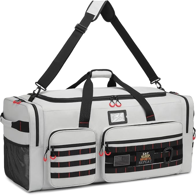135L Large Duffle Bag, Heavy Duty Duffle Bag for Travel, Extra Large Sports Gym Equipment Bag for Soccer Baseball Basketball Hockey Football, Grey