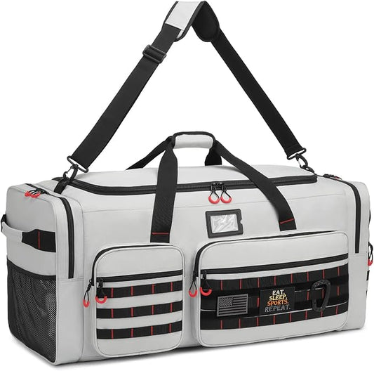 135L Large Duffle Bag, Heavy Duty Duffle Bag for Travel, Extra Large Sports Gym Equipment Bag for Soccer Baseball Basketball Hockey Football, Grey