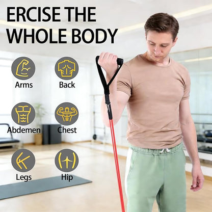 Resistance Bands Set with Handles & Door Anchor - Up to 125lbs Stackable Anti-Snap Exercise Bands for Men & Women, Heavy Duty Pull Up Assistance Band for Home Gym, Strength Training