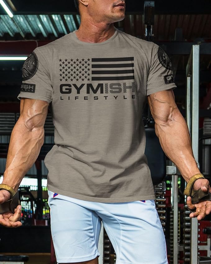 Gymish American Flag Graphic Fitness Tank, Sleeveless Bodybuilding Athletic Tank Top