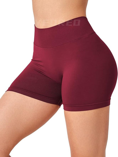 YEOREO Workout Scrunch Shorts Women V Back Gym Butt Lifting Liz High Waisted Seamless Shorts