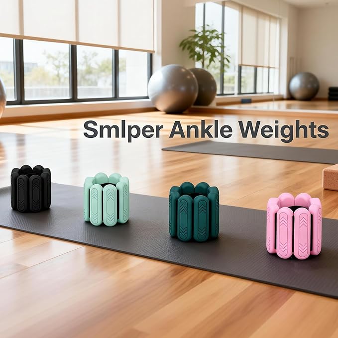 Wrist & Ankle Weights for Women Men, 1lb/2lb/4lb Set of 2 - Adjustable Wearable Weighted Bands, Waterproof Silicone Arm & Leg Weights for Pilates, Yoga, Walking, Dance, Home Workout & Gym