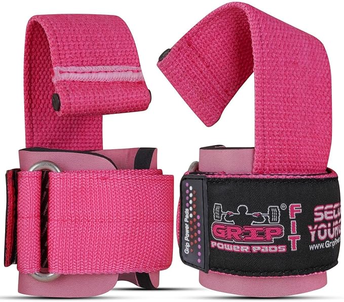 Gym Lifting Dowel Straps Neoprene Padded Wrist Wraps for Weight Training, Bodybuilding & Fitness – Wrist and Grip Support, 2 Pack (Jet Pink)
