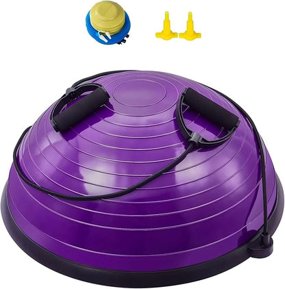 Half Exercise Ball Trainer 23 inch Balance Ball Trainer 1500lbs Capacity Stability Ball with Resistance Bands & Foot Pump, Strength Fitness Ball for Home Gym Full Body Workout